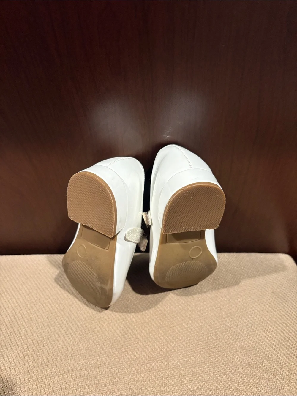 Jumping Beans White Patent Mary Jane Shoes with Pink Heart Lining